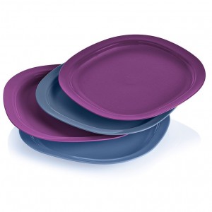 Tupperware Microwave Reheatable Luncheon Plates Blue Plates and Bowls | 62510MBJP