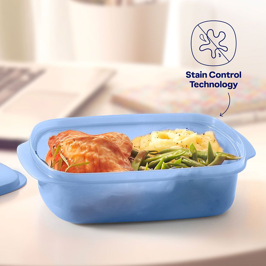 Tupperware Crystalwave Plus 4-cup/1 L Rectangular Cobalt Microwave Reheatable | 95207ZCEY